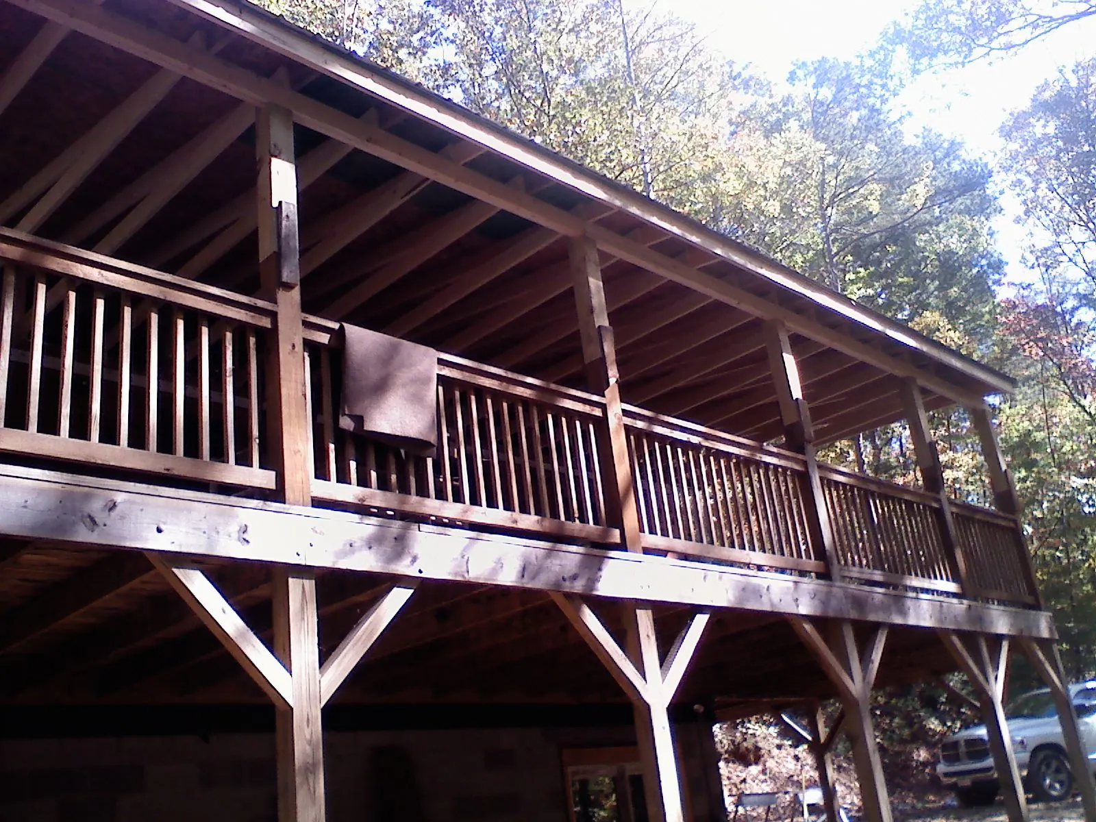 Timber framing under a new elevated porch and deck — Roof Leak Repair in Elco by Roofing Brothers